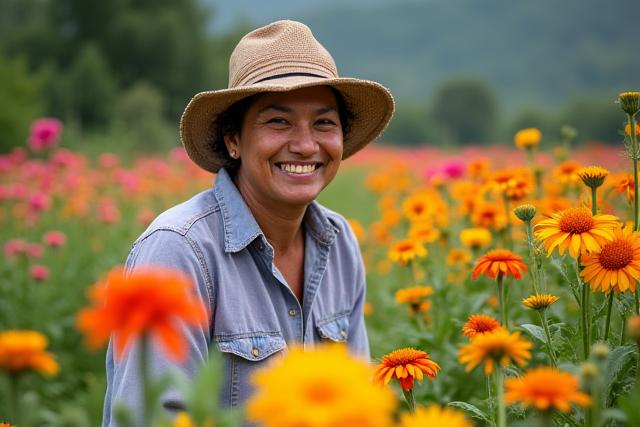Floricultor local colombiano