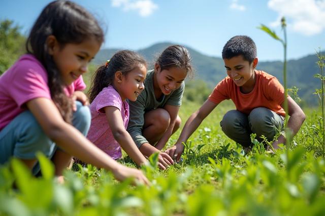 Voluntarios plantando árboles en Colombia
